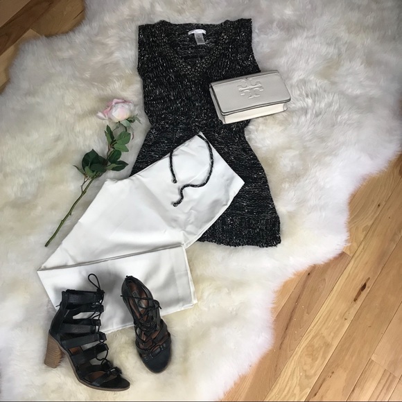 Vertigo Paris Tops - Vertigo Paris Black & White Beaded Knit Tunic, M